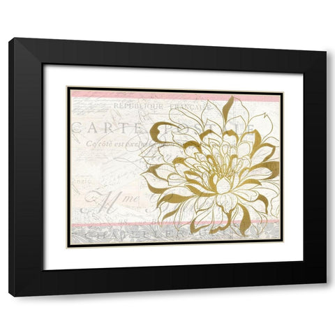 Pink and Gold Bloom 1 Black Modern Wood Framed Art Print with Double Matting by Kimberly, Allen