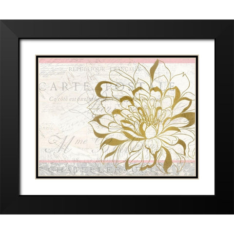 Pink and Gold Bloom 1 Black Modern Wood Framed Art Print with Double Matting by Kimberly, Allen