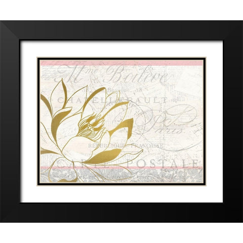 Pink and Gold Bloom 2 Black Modern Wood Framed Art Print with Double Matting by Kimberly, Allen