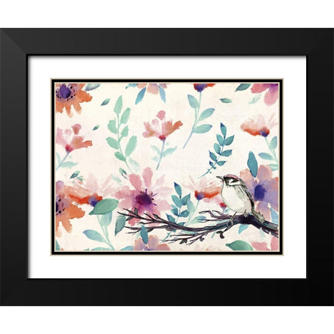 Spring Bird Black Modern Wood Framed Art Print with Double Matting by Kimberly, Allen