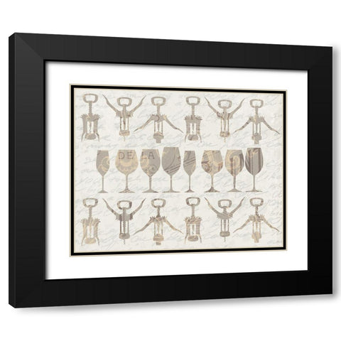 Wine in a Row v2 Black Modern Wood Framed Art Print with Double Matting by Kimberly, Allen