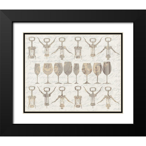 Wine in a Row v2 Black Modern Wood Framed Art Print with Double Matting by Kimberly, Allen