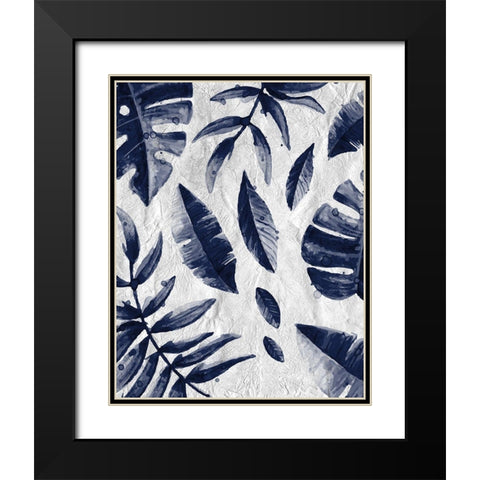 Tropic Indigo Leaves 1 Black Modern Wood Framed Art Print with Double Matting by Allen, Kimberly