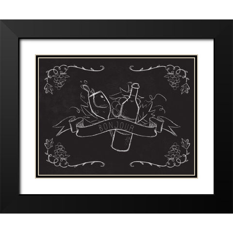 Bonjour Wine Black Modern Wood Framed Art Print with Double Matting by Kimberly, Allen