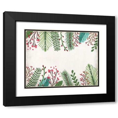 Holly Christmas Black Modern Wood Framed Art Print with Double Matting by Kimberly, Allen