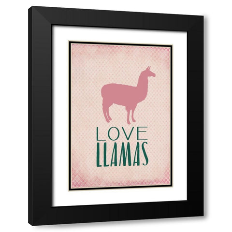 Love Llamas Black Modern Wood Framed Art Print with Double Matting by Kimberly, Allen