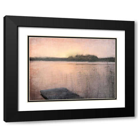 Pink Sunset at the Lake Black Modern Wood Framed Art Print with Double Matting by Kimberly, Allen