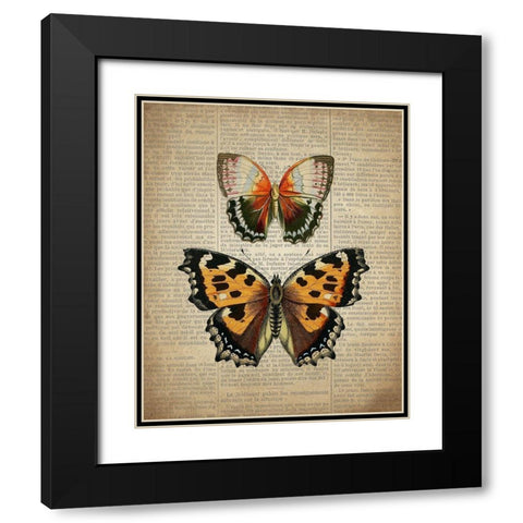 Newspaper Butterfly 3 Black Modern Wood Framed Art Print with Double Matting by Allen, Kimberly