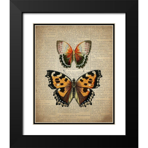 Newspaper Butterfly 3 Black Modern Wood Framed Art Print with Double Matting by Allen, Kimberly