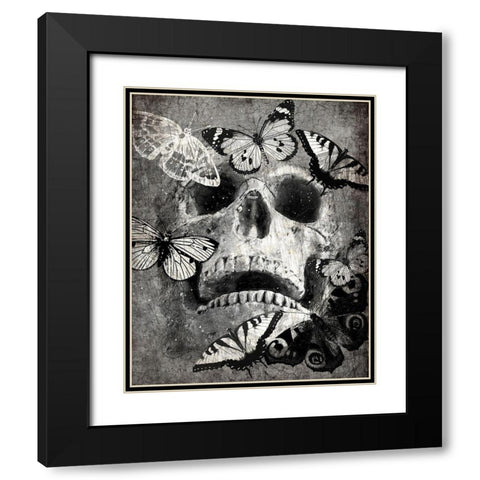 Butterfly Skull Black Modern Wood Framed Art Print with Double Matting by Kimberly, Allen