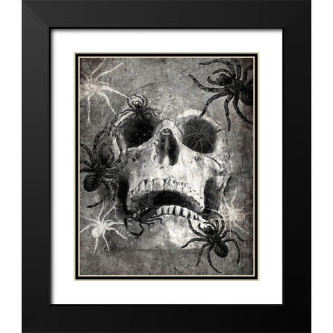 Spider  Skull Black Modern Wood Framed Art Print with Double Matting by Kimberly, Allen