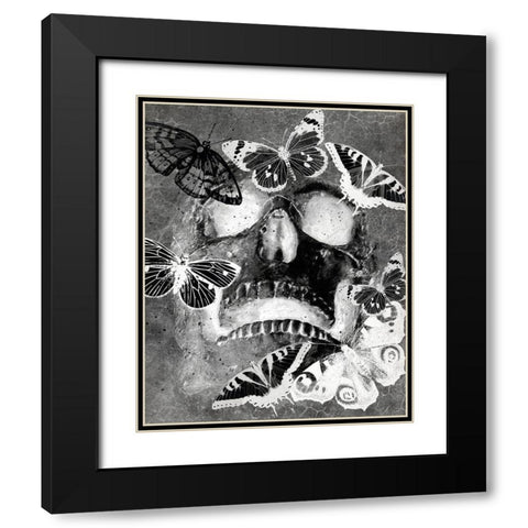 Flower Skull White Black Modern Wood Framed Art Print with Double Matting by Kimberly, Allen