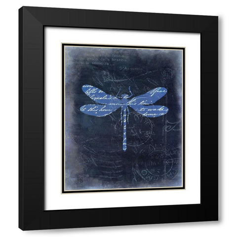 Dragonfly Blue 1 Black Modern Wood Framed Art Print with Double Matting by Allen, Kimberly