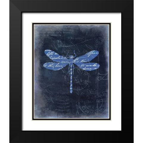 Dragonfly Blue 1 Black Modern Wood Framed Art Print with Double Matting by Allen, Kimberly