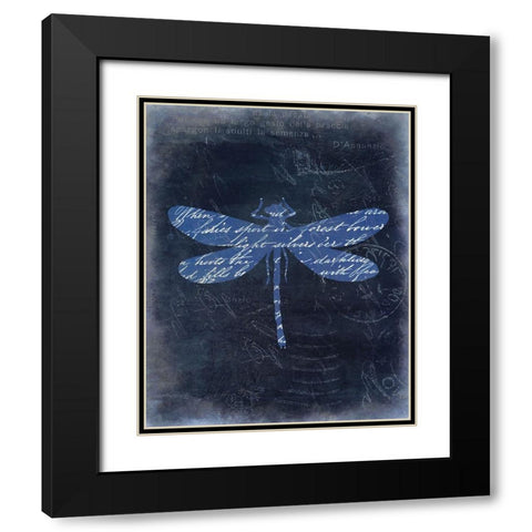 Dragonfly Blue 2 Black Modern Wood Framed Art Print with Double Matting by Allen, Kimberly