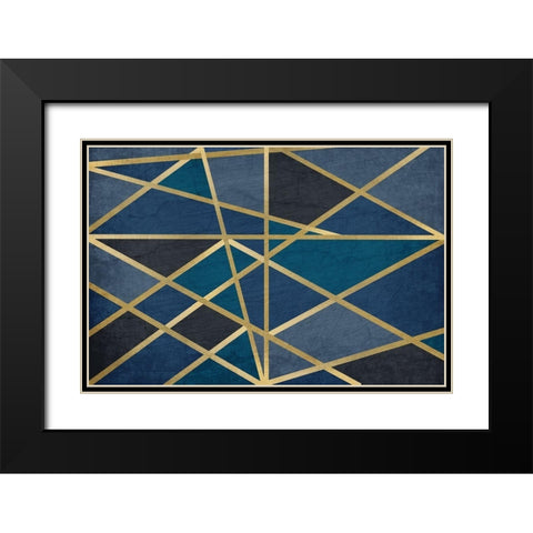 Gold and Blue Maze Black Modern Wood Framed Art Print with Double Matting by Allen, Kimberly