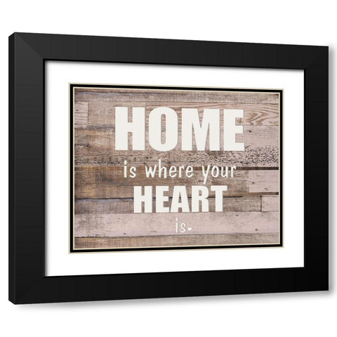HOME is where the HEART Black Modern Wood Framed Art Print with Double Matting by Kimberly, Allen
