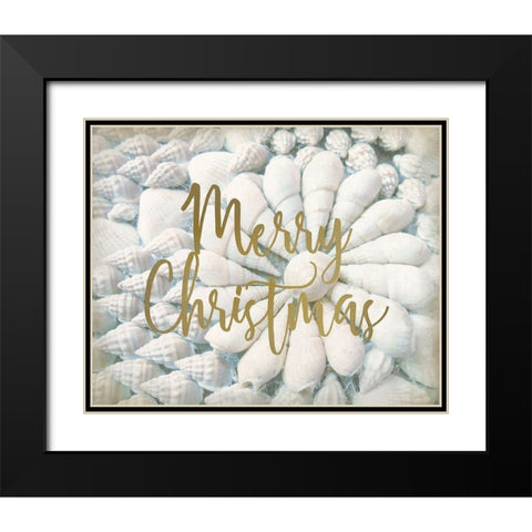 Merry Christmas Shells Black Modern Wood Framed Art Print with Double Matting by Kimberly, Allen