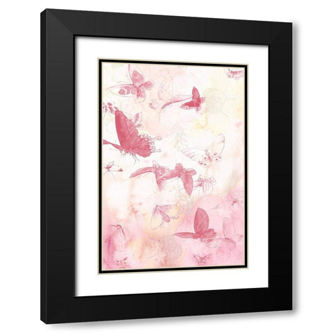 Butterflies Panel 2 Black Modern Wood Framed Art Print with Double Matting by Kimberly, Allen