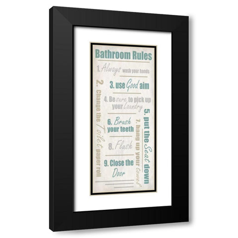 Bathroom Rules  Black Modern Wood Framed Art Print with Double Matting by Allen, Kimberly