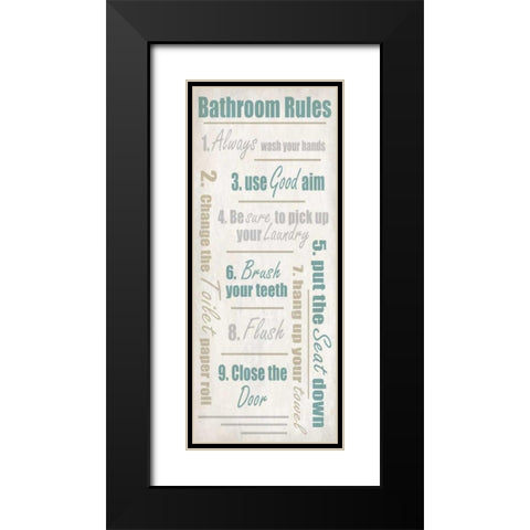 Bathroom Rules  Black Modern Wood Framed Art Print with Double Matting by Allen, Kimberly