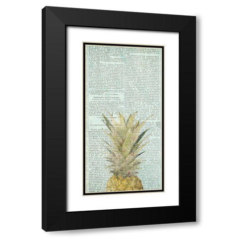Newspaper Pineapple Black Modern Wood Framed Art Print with Double Matting by Kimberly, Allen