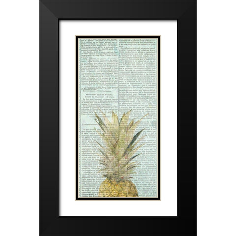 Newspaper Pineapple Black Modern Wood Framed Art Print with Double Matting by Kimberly, Allen