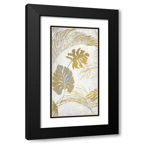 Golden Leaves Tropics 1 Black Modern Wood Framed Art Print with Double Matting by Kimberly, Allen
