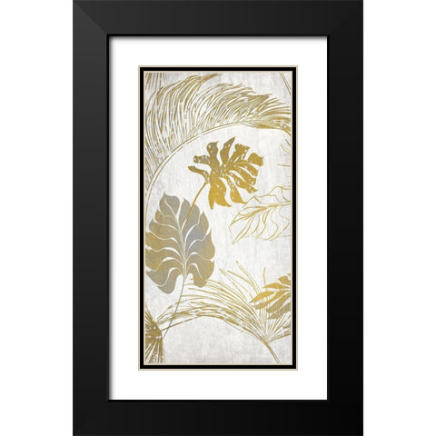 Golden Leaves Tropics 1 Black Modern Wood Framed Art Print with Double Matting by Kimberly, Allen
