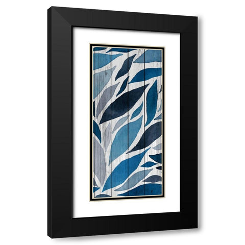 Indigo Leaves 2 Black Modern Wood Framed Art Print with Double Matting by Allen, Kimberly