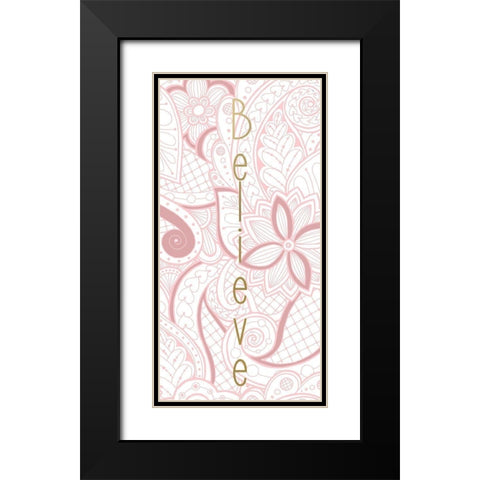 Blush Pink 1 Black Modern Wood Framed Art Print with Double Matting by Kimberly, Allen