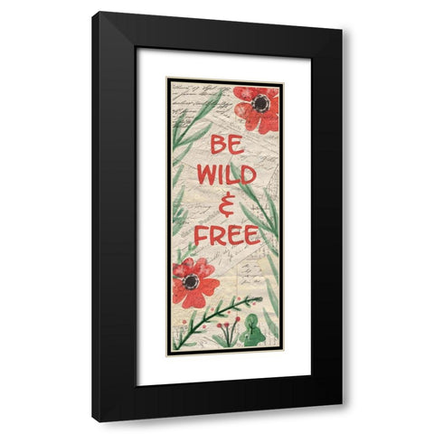 Postcard Flamingo Panel Black Modern Wood Framed Art Print with Double Matting by Kimberly, Allen