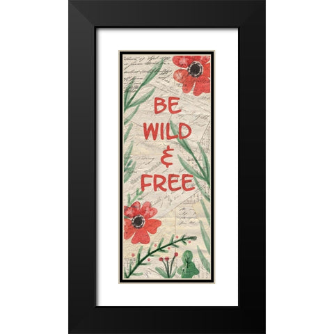 Postcard Flamingo Panel Black Modern Wood Framed Art Print with Double Matting by Kimberly, Allen