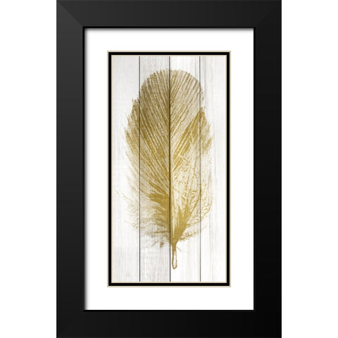 Feather of Gold 1 Black Modern Wood Framed Art Print with Double Matting by Kimberly, Allen