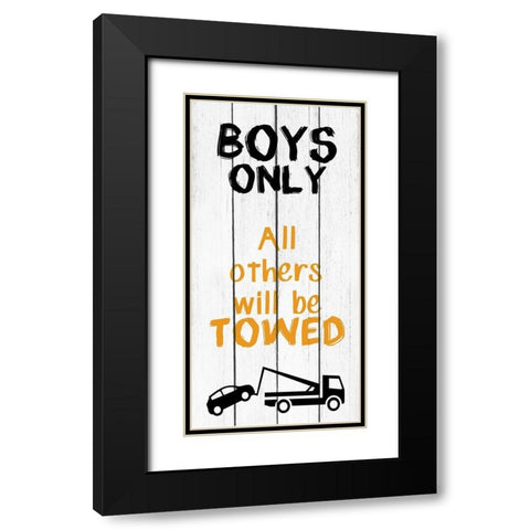 Boys Only Black Modern Wood Framed Art Print with Double Matting by Kimberly, Allen