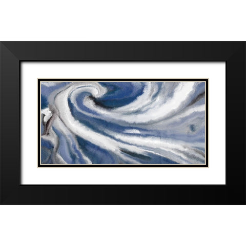 Indigo Swirl Black Modern Wood Framed Art Print with Double Matting by Kimberly, Allen