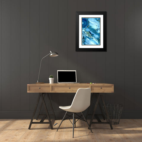Indigo Streams Black Modern Wood Framed Art Print with Double Matting by Kimberly, Allen