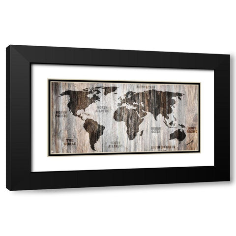 The World v1 Black Modern Wood Framed Art Print with Double Matting by Kimberly, Allen
