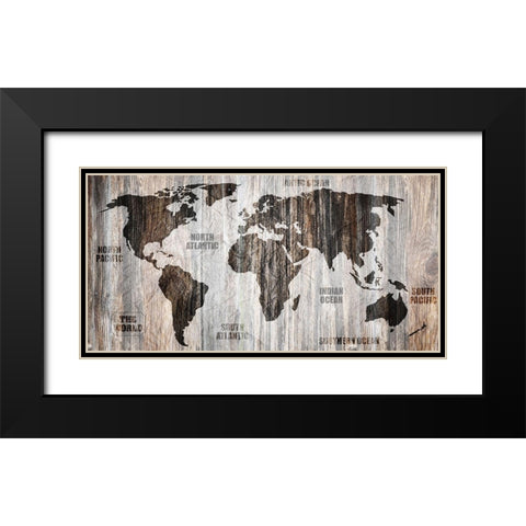 The World v1 Black Modern Wood Framed Art Print with Double Matting by Kimberly, Allen