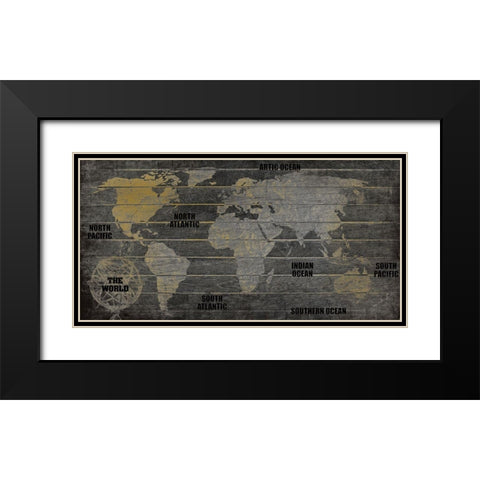 The World v2 Black Modern Wood Framed Art Print with Double Matting by Kimberly, Allen