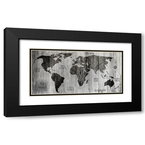 The World v3 Black Modern Wood Framed Art Print with Double Matting by Kimberly, Allen