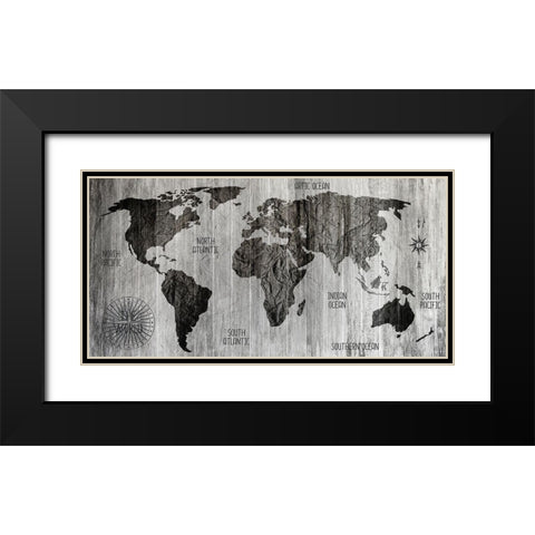 The World v3 Black Modern Wood Framed Art Print with Double Matting by Kimberly, Allen