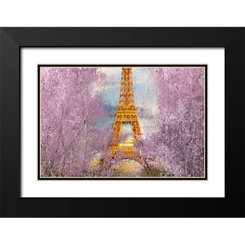 Paris in Bloom Black Modern Wood Framed Art Print with Double Matting by Kimberly, Allen