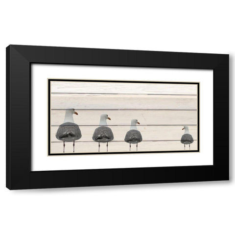 Seagulls on Wood Black Modern Wood Framed Art Print with Double Matting by Kimberly, Allen