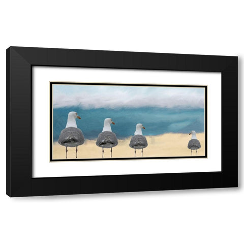 Seagulls at the Beach Black Modern Wood Framed Art Print with Double Matting by Kimberly, Allen