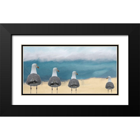 Seagulls at the Beach Black Modern Wood Framed Art Print with Double Matting by Kimberly, Allen