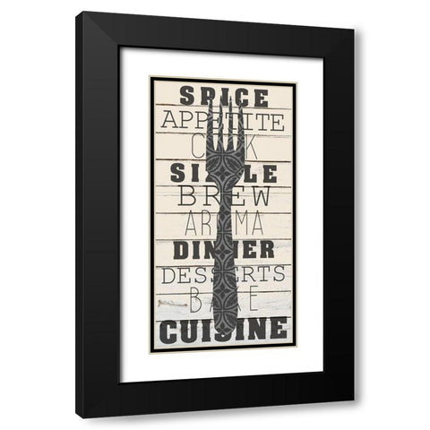 Cutlery 1 Black Modern Wood Framed Art Print with Double Matting by Kimberly, Allen