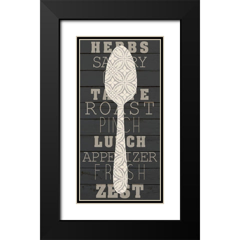 Cutlery 2 Black Modern Wood Framed Art Print with Double Matting by Kimberly, Allen