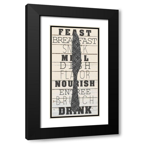 Cutlery 3 Black Modern Wood Framed Art Print with Double Matting by Kimberly, Allen
