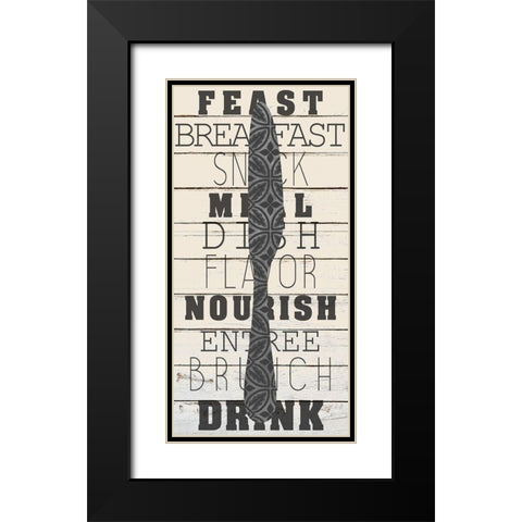 Cutlery 3 Black Modern Wood Framed Art Print with Double Matting by Kimberly, Allen